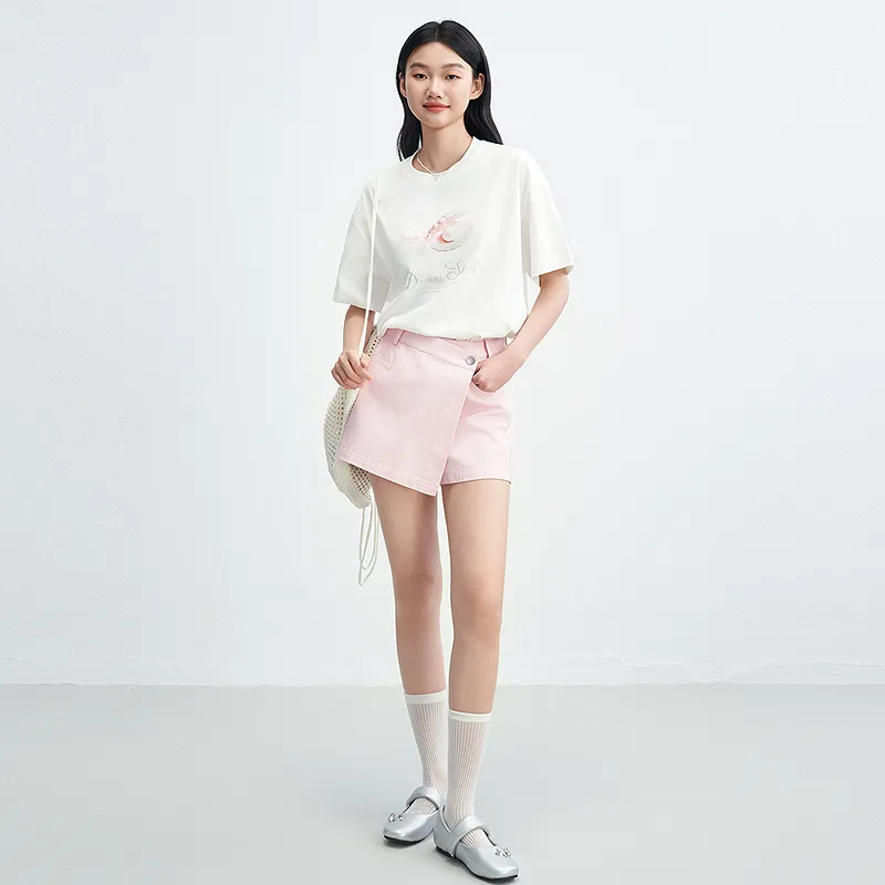 LEDIN Denim Shorts Women's Beauty Pink-3