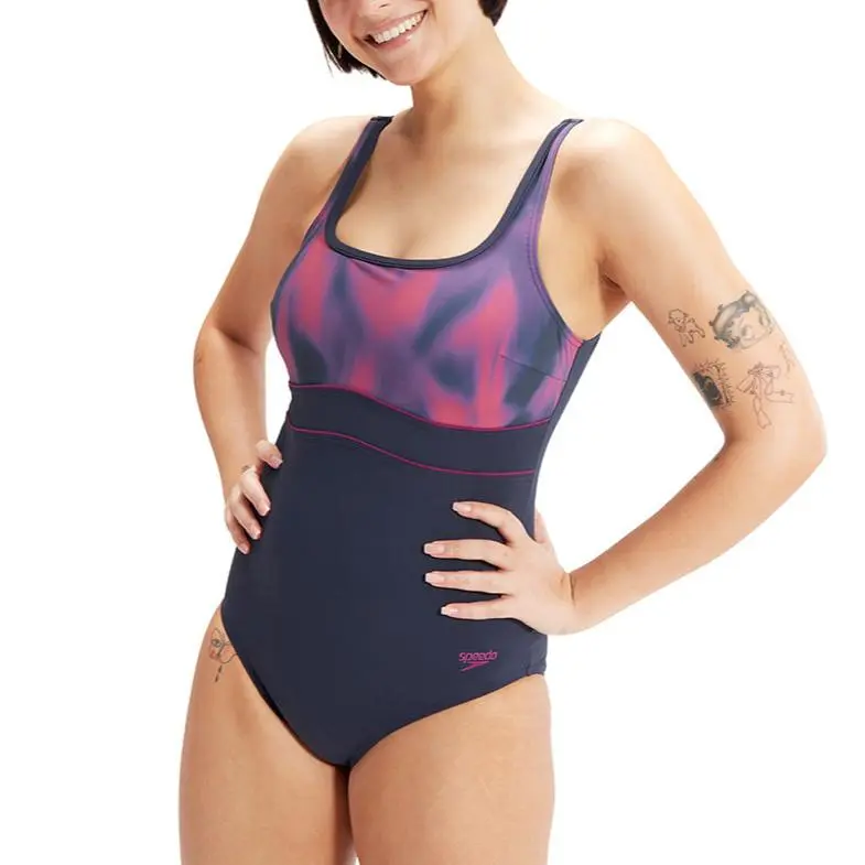 Speedo One piece Swimsuit Women's Navy Blue Purple-1