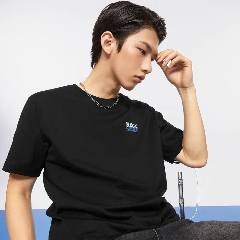 HLA JEANS T Shirts Men Black E2-2
