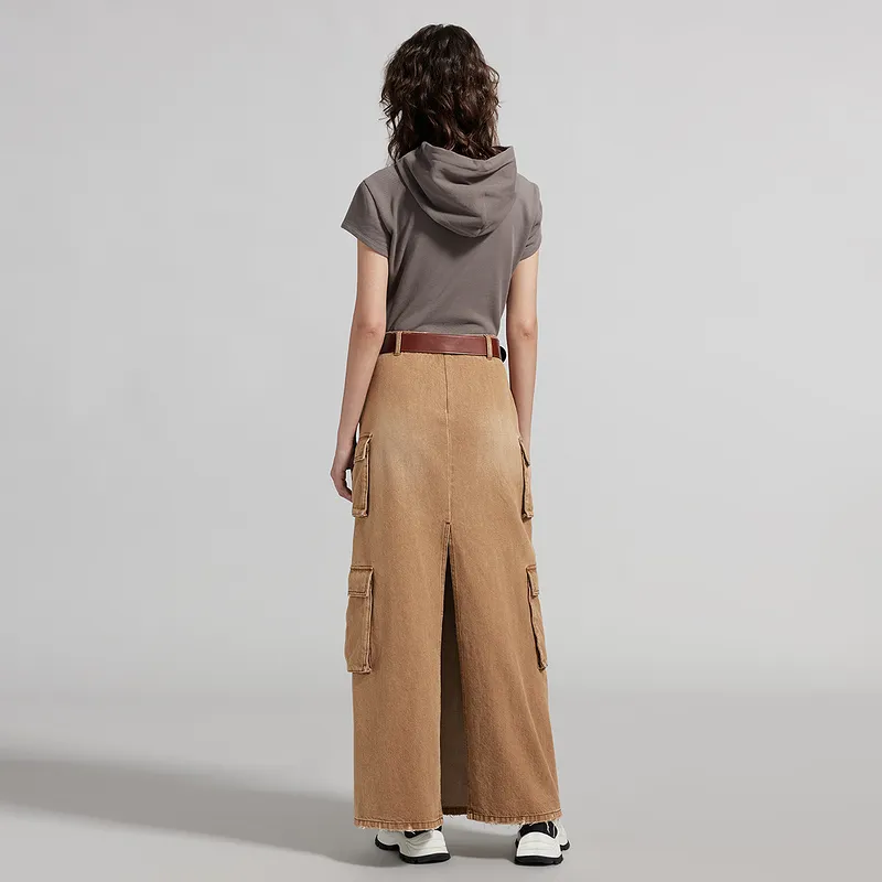 Miss Sixty Denim Long Skirts Women's Khaki-4