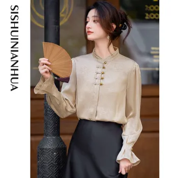 Like The Age Of Water Fall Shirt Loose Fit Women's Apricot