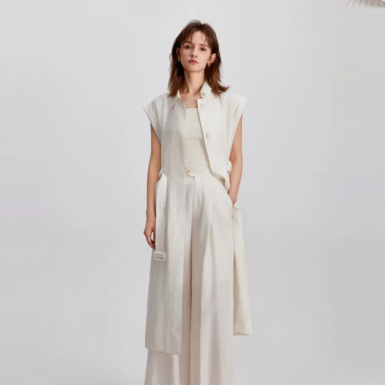 ELLE Summer New Arrival Sleeveless Skirt Women's Ecru-5
