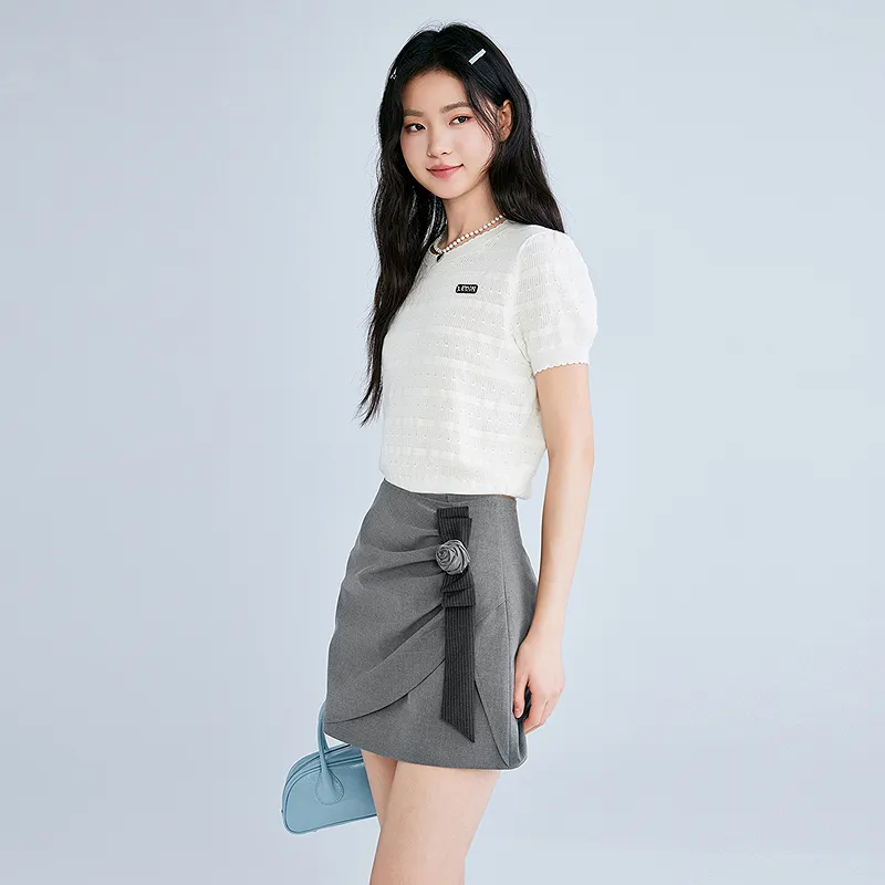 LEDIN Casual Short Skirts Women's Tin Gray-5