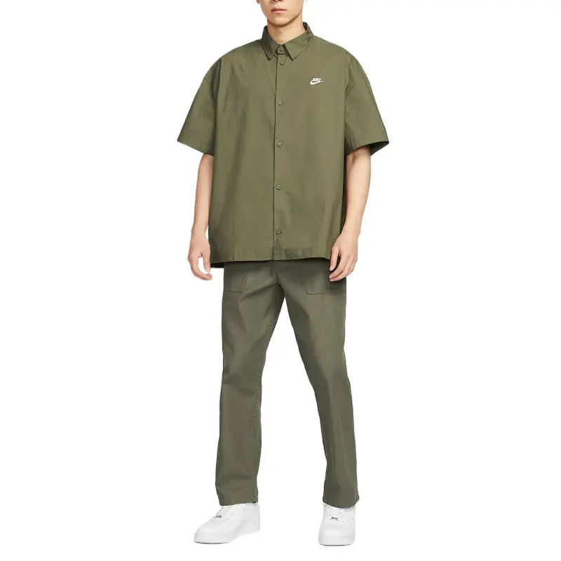 Nike Club Shirt Men's Medium Olive Green White-2