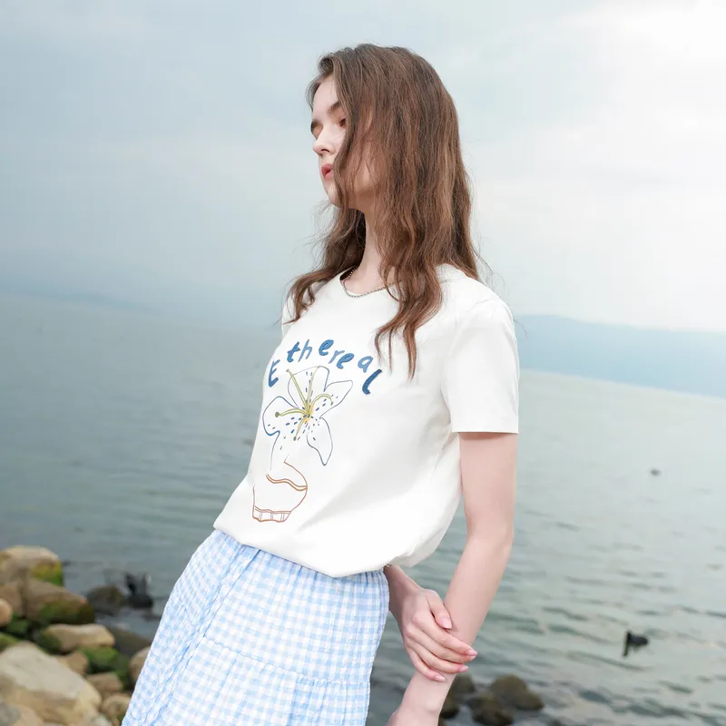 3COLOUR T Shirts Women's Cloud White-5