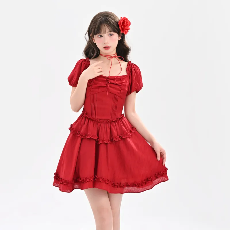 SNBL Short Sleeved Dress Women's Red-4