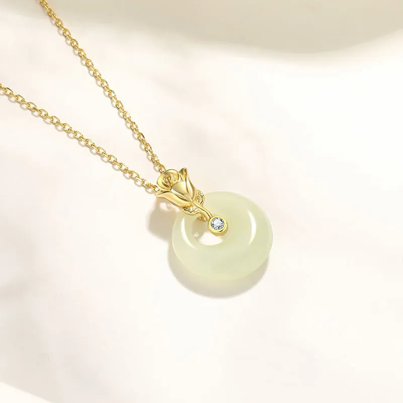 Royal Heaven's Choice Hetian Jade Necklaces Pale Greenish White Jade Unisex-3