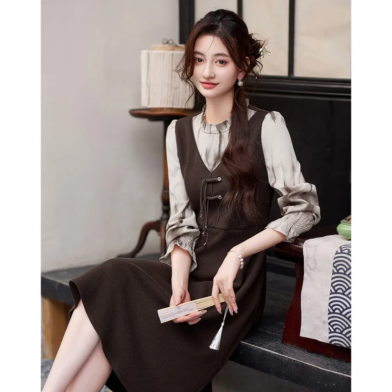 Like The Age Of Water Long Sleeved Dress Loose Fit Women's-1
