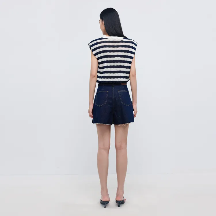 SHUIYUNJIAN Denim Shorts Women's Navy Blue-5