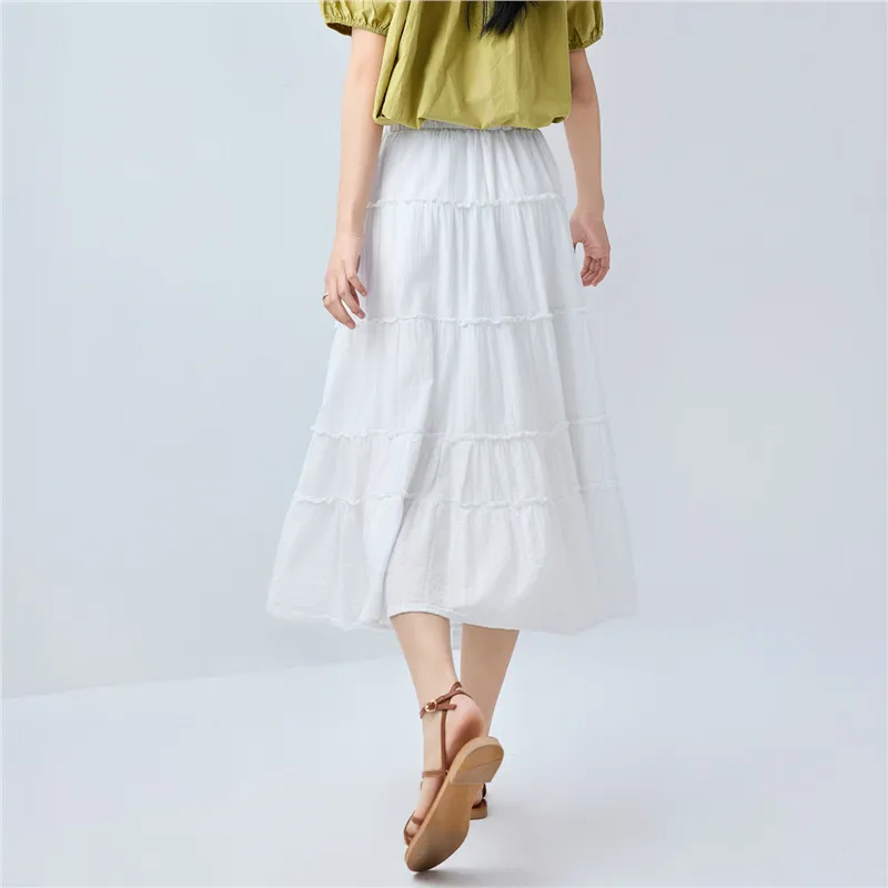 UNIQLO Casual Long Skirt Women's Bright White-5