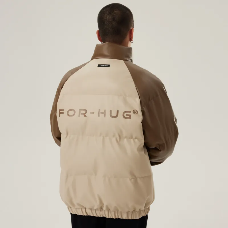FORHUG Puffer Jackets Unisex Oat Gray & Brown-3