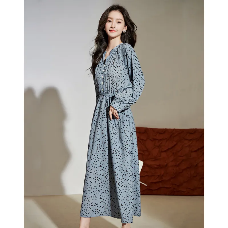 Love Elaine Spring Fall Long Sleeved Dress Women's Blue-5