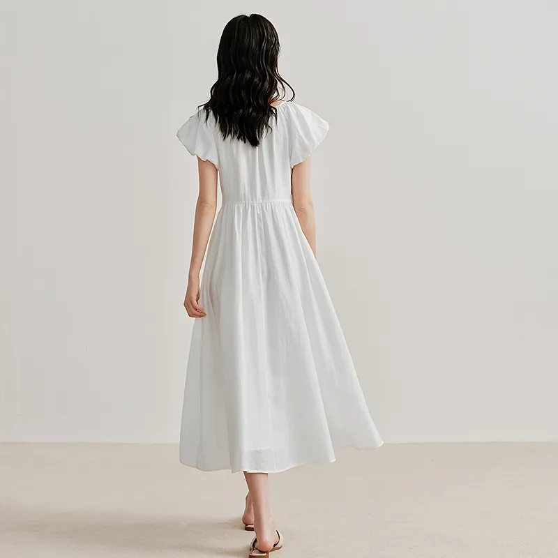 Inman Short Sleeved Dress Women's White-2