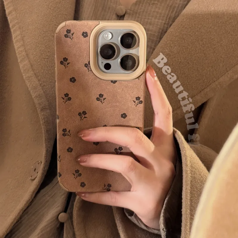 Cuttlefish Grid TPU Material Ins Suede French Floral Small Niche Phone Case Compatible With Apple 16/15/14/13/12/11-4