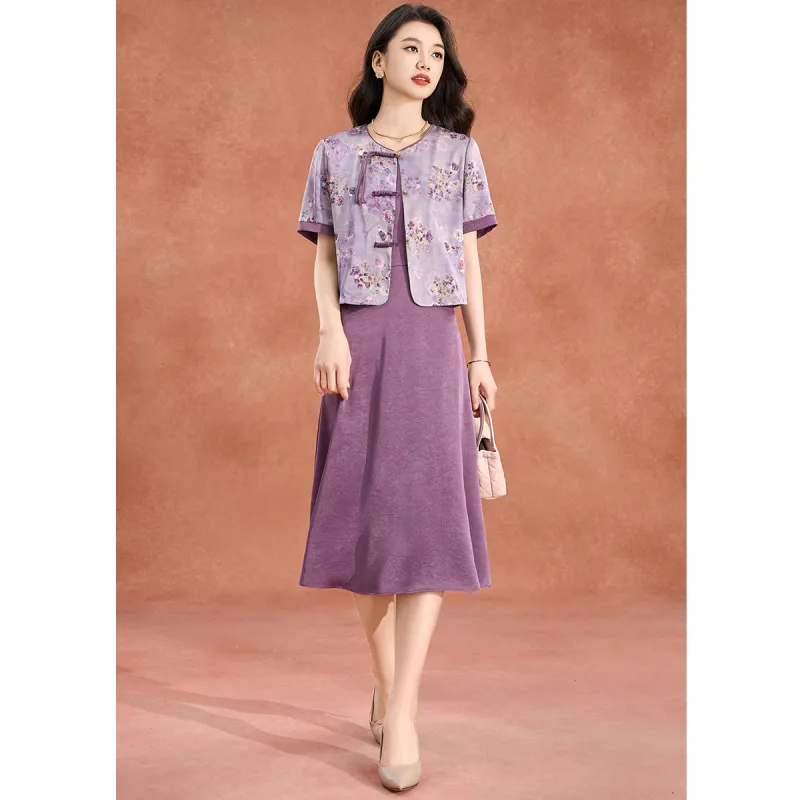 Mylan Two Piece Skirt Sets Women's Purple-2
