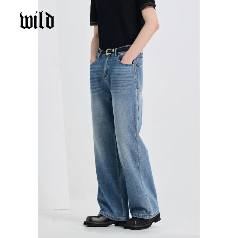 WILD LEADER Jeans Men's Washed Blue[NKW5138W60XXK]-3