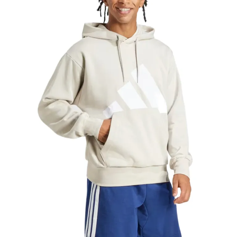 Adidas Essentials Big Logo Fleece Hoodie Sweatshirt Men's Beige-3