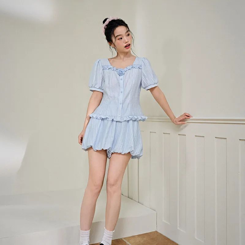 KUOSE Casual Suits Women's Light Blue-4