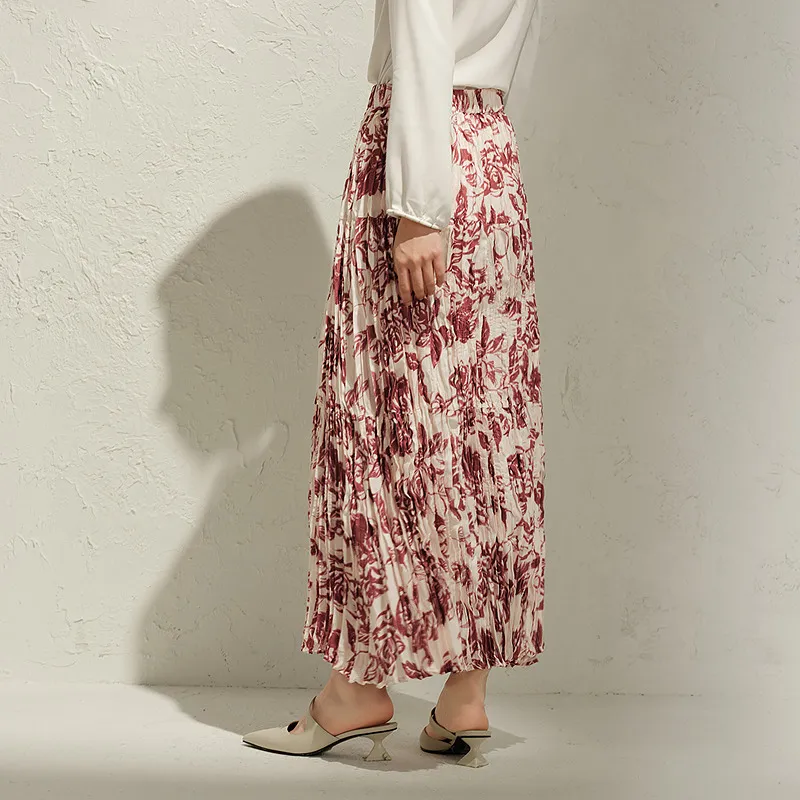 JZ. ANNAKRO Casual Long Skirts Women's Floral Rusty Red-3