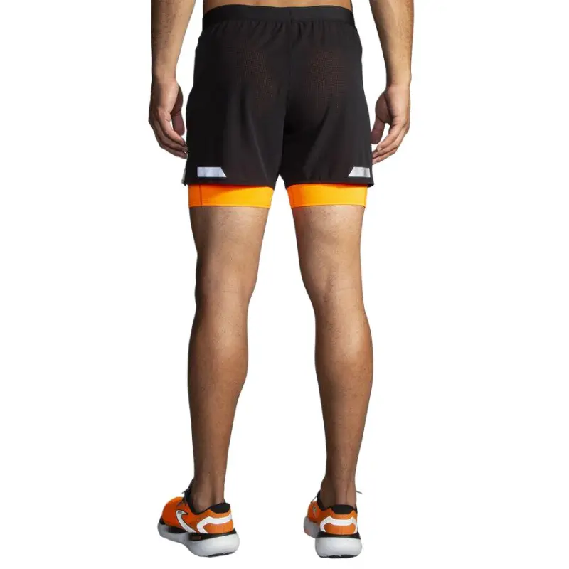 Brooks Sports Shorts Men's Black/Beige/Fluorescent Color-2
