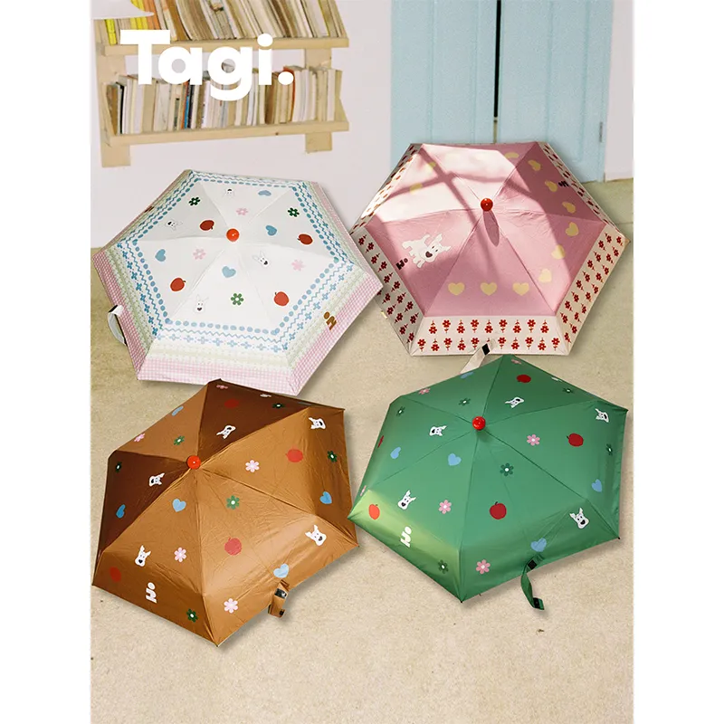 Tagi. Puppy Portable Folding Umbrella With Sun Protection UV Protection, Cute Sunny And Rainy Dual Use Umbrella-1
