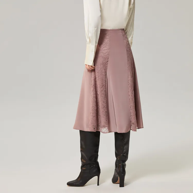 OVV SS23 Casual Long Skirt Women's Nude Pink Trim-2