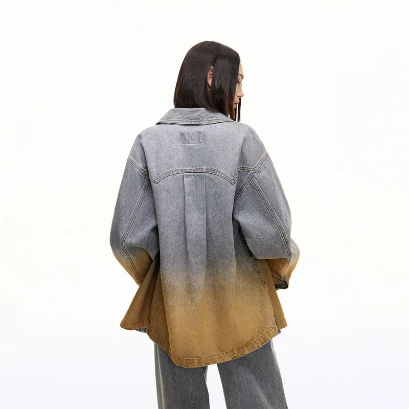 ONLY Shirts Women's J09 Gray Yellow Gradient Denim-3