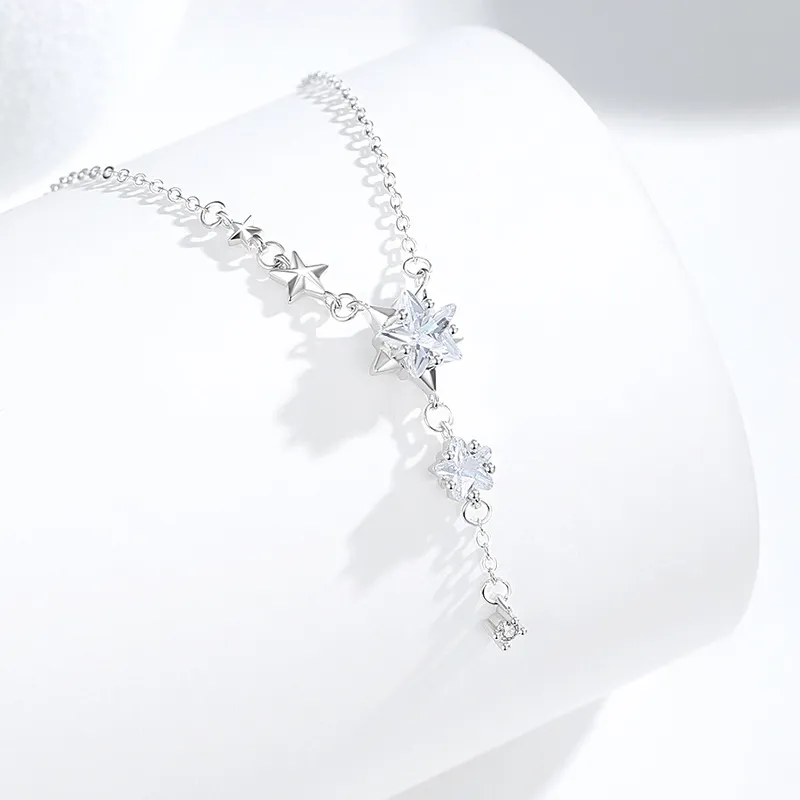 Happy Tide 925 Sterling Silver Necklaces Women's White Gold-1