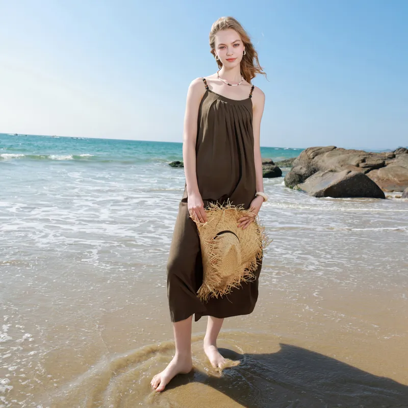 3COLOUR Slip Dress Women's Hazelnut Brown-3