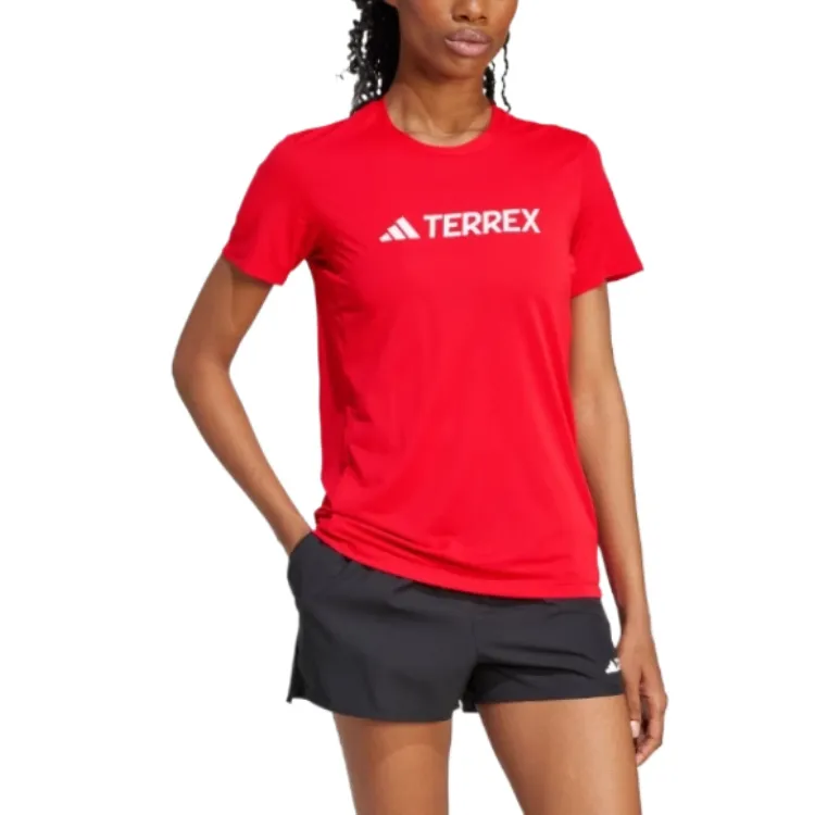 Adidas Terre Regular T Shirt Women's Pure Gemstone Red-2