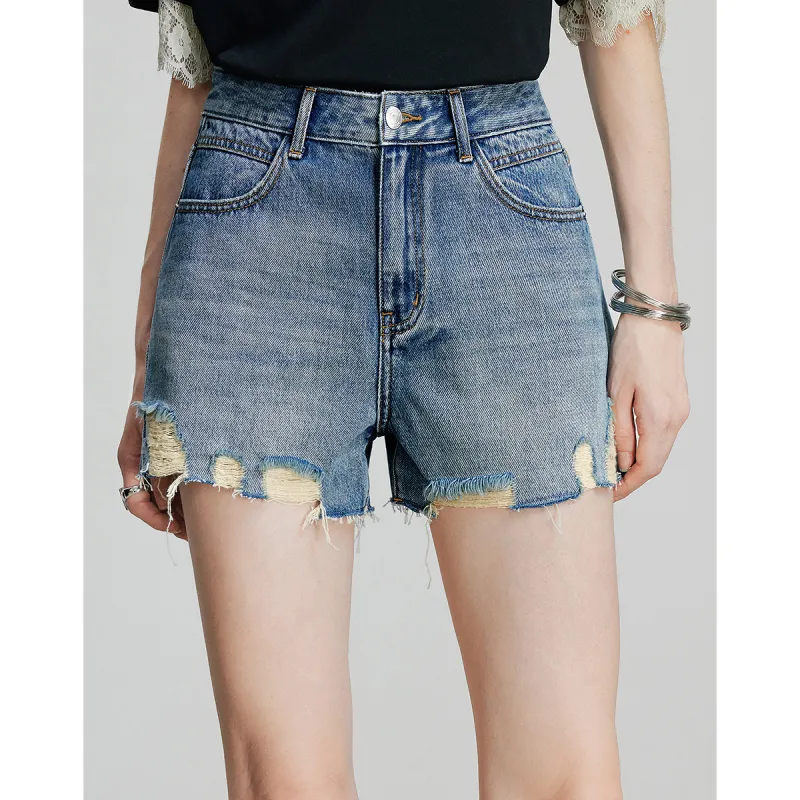 Initial Language Denim Shorts Women's-1