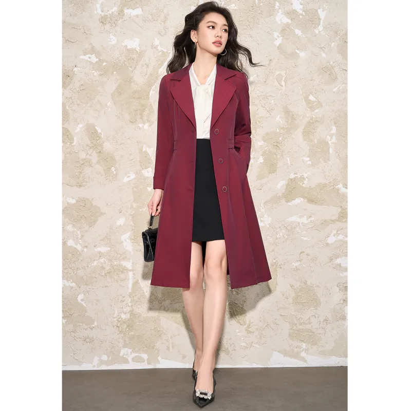Mylan Spring Fall Trench Coat Loose Fit Women's Fuchsia-5