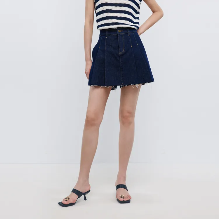 SHUIYUNJIAN Denim Shorts Women's Navy Blue-2
