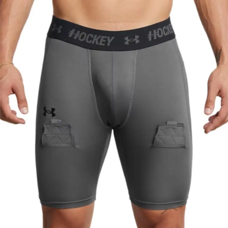 Under Armour HockeyHeatGear Compression Sports Shorts Men's Gray-2