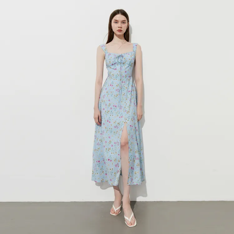 DPLAY Slip Dresses Women's Blue Daisy-3