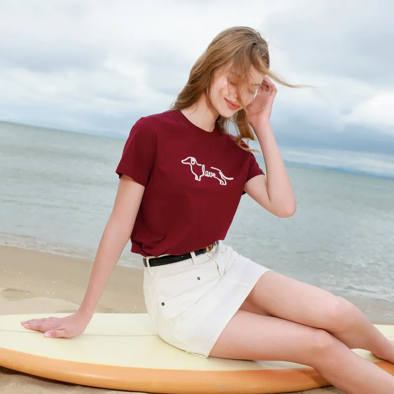 3COLOUR T Shirt Women's Cherry Red-3