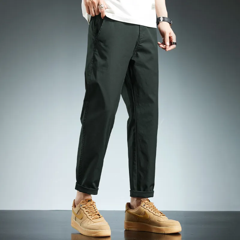 Tonlion Casual Pants Men Gray Green-3
