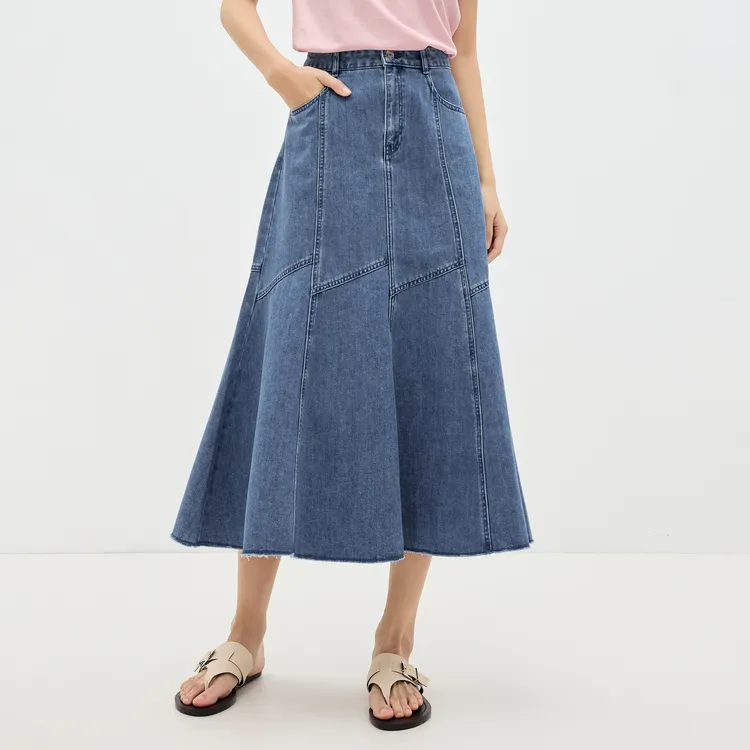 SHUIYUNJIAN Denim Long Skirt Women's-2