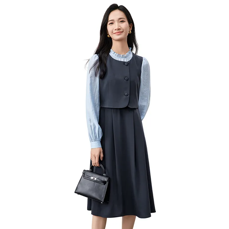 SENTUBILA Long-Sleeved Dresses Women's Dark Gray-3