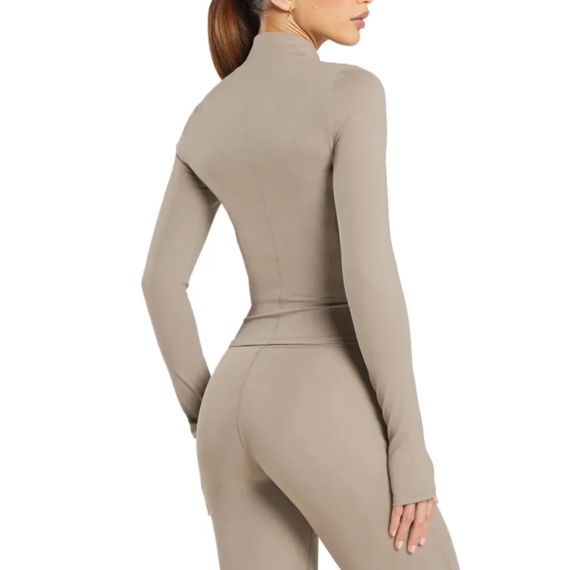 GYMSHARK Tracktop Workout Clothing Women's Life Style Brown-1