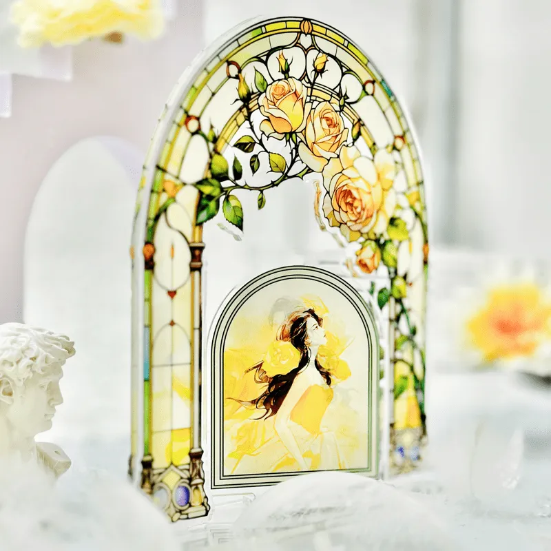 TENGXUNSHIPINCAOCHANGDI 'The Story Of Rose' Rotating Color Window Acrylic Stands-2