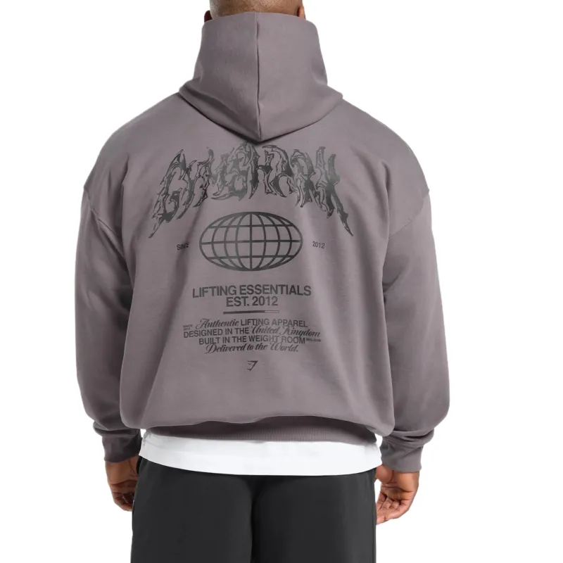GYMSHARK Metal Lifting Graphic Hoodie Sweatshirt Men's Brushed Purple-1