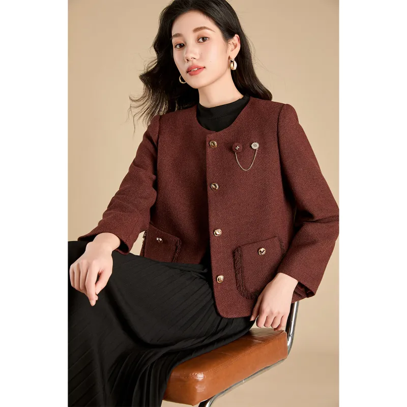 Mylan Cropped Coats Women's Rusty Red Collection Brand Stay Updated With Event Alerts-4