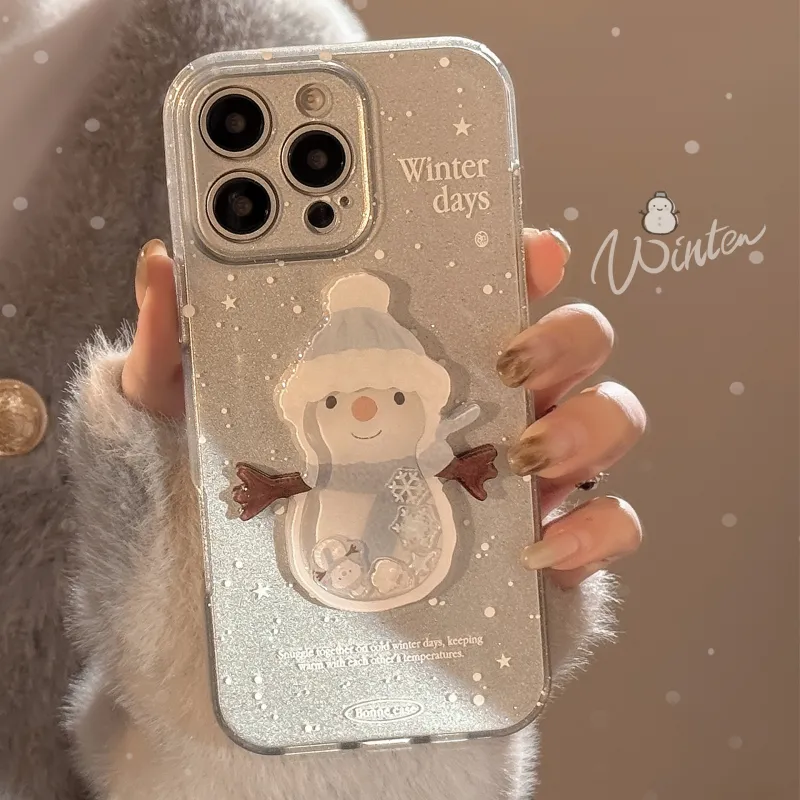 QIZHENG TPU Material Snowman Phone Case Compatible With Apple 16 Pro Max/15/14/13/12/11-2