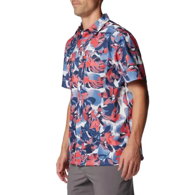 Columbia PFG Slack Tide Super Camp Shirt Shirt Men's Blue Red-2