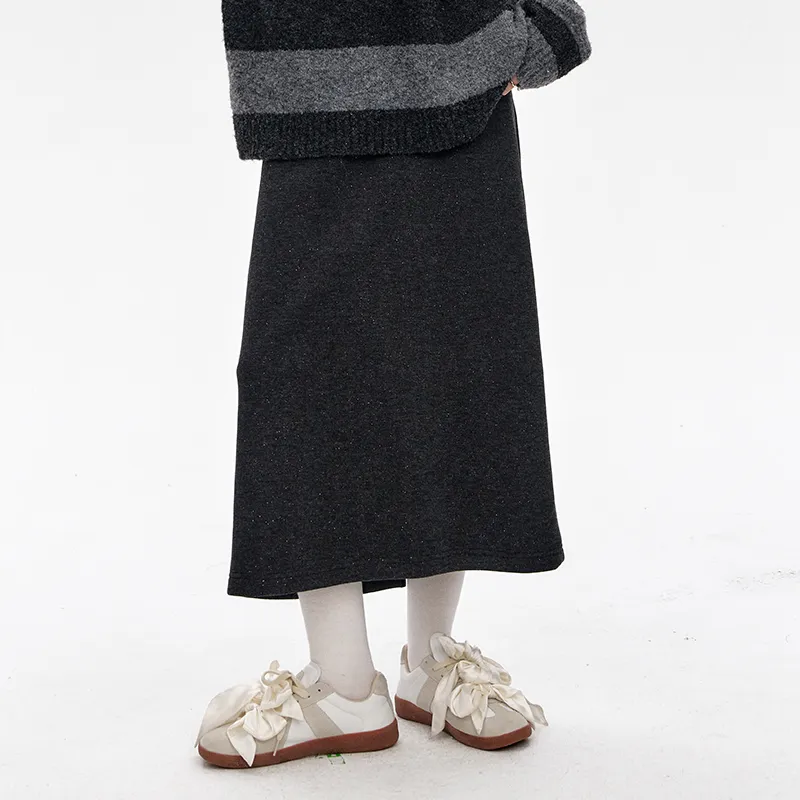 ELF SACK Casual Short Skirts Women's Versatile Dark Gray-4