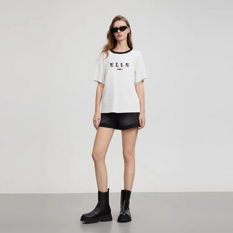 ELLE Raglan Sleeve T Shirt Women's-3