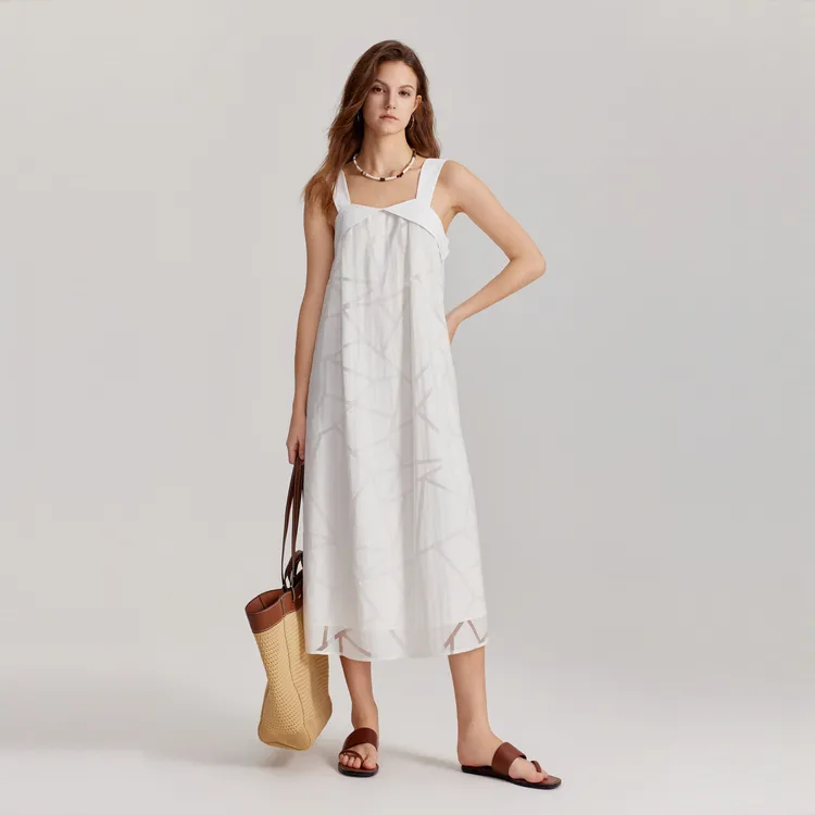ELLE Slip Dresses Women's White-2