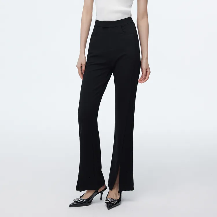 SHUIYUNJIAN Commute Style Solid Color Minimalist Style Comfortable Casual Pants Women's Black-2