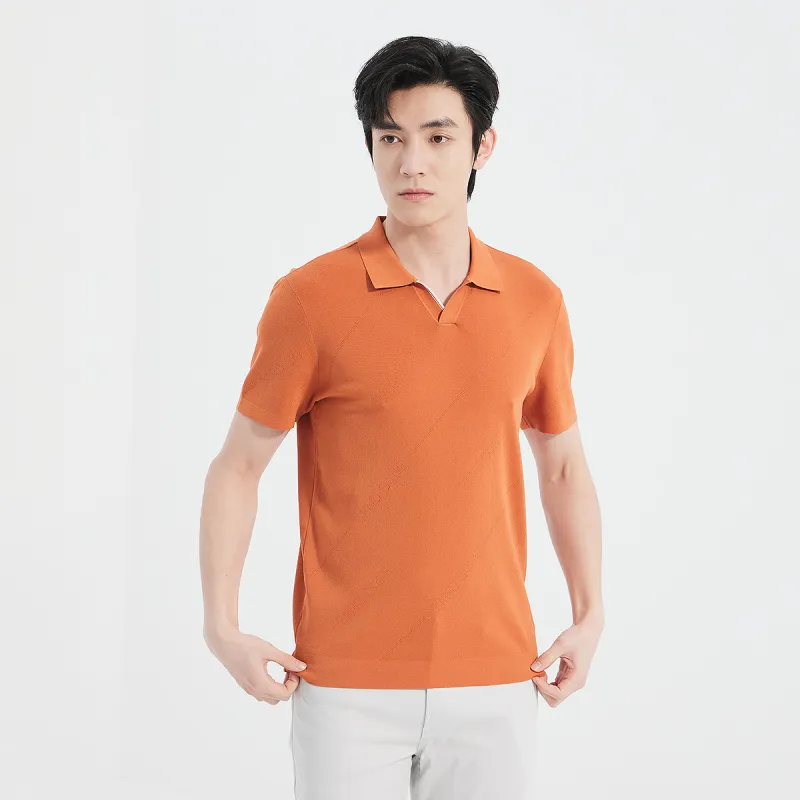 LESS IS MORE Polo Shirts Men Warm Orange-3
